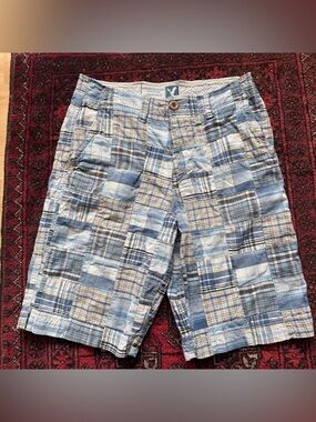 Y2K Baggy American Eagle Plaid Patchwork Shorts Size 32